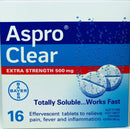 Aspro Clear Extra Strenght Asprin 500mg Tablet