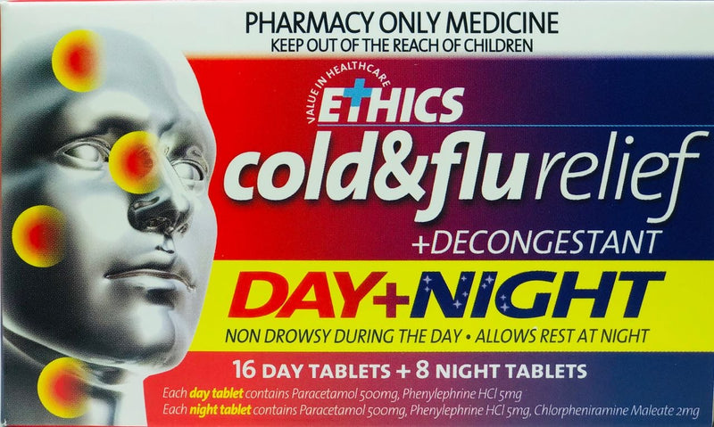 Ethics Cold & Flu Day and Night Relief Plus Decongestant