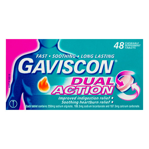 Gaviscon Dual Action Heartburn & Indigestion Chewable Tablets