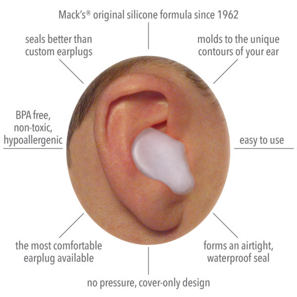 Mack Pillow Soft Silicone Putty Ear Plugs - 6 pairs